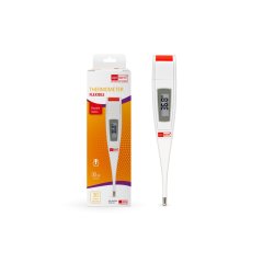 Thermometer flexible unverpackt und verpackt auf weißem Hintergrund